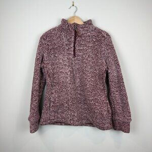 Woman's Weatherproof Vintage Maroon Sherpa Quarter Zip, Size M